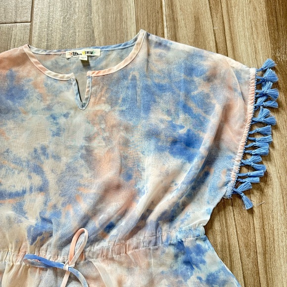 NWOT Kids sheer Tie-Dye beach Dress/coverup with Tassels. Size L - Picture 9 of 15
